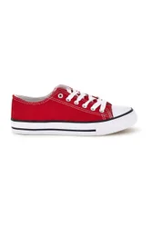 Sneakers rosso in tela stringate basse 8011 37