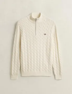 Jersey de hombre con media cremallera y punto en ochos - Gant - FashionsVida
