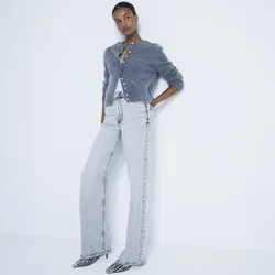 Womens Straight Fit Jeans Grey Relaxed Denim - Size 18 Short