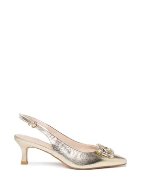 Women's Tierney' Stiletto Heel Slingback Shoes in Gold Size: 4 - Gold - Size: 4 - Paradox London - FashionsVida