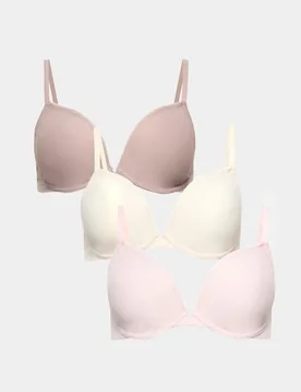 Pack Wired Plunge Bras A-E Pink Mix female - M&S - FashionsVida