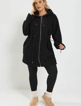 Women's Borg Tunic Fleece in Black Size: 22-24 - Black - Size: 22-24 - Yours - FashionsVida