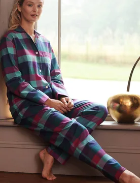 Women's 'Montrose' Check Brushed Cotton Pyjama Set Size: Large - Multicolor - Size: L - British Boxers - FashionsVida