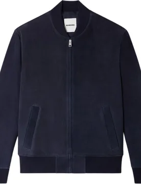 Cazadora de ante de hombre con cremallera y acabados acanalados - sandro - FashionsVida
