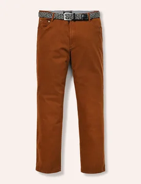Extraglatt-Stretchbund Five Pocket, Regular Fit#normale Größen#schlanke Größen#untersetzte Größen, Farbe Orange, 28, inklusive passendem Gürtel - Walbusch - FashionsVida