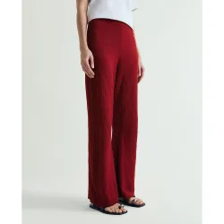 Pantalón de punto de mujer flare de tiro medio