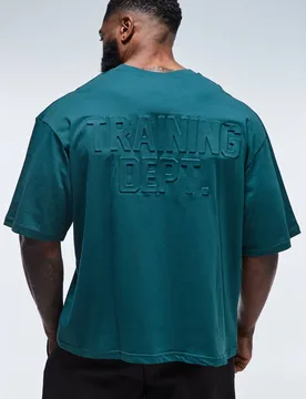 Herren Trainingsabteilung Geprägtes Übergroßes Oberteil Teal Größe 2XL - boohooMAN - FashionsVida
