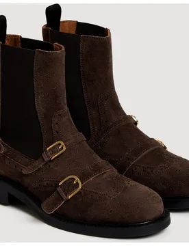 Botines chelsea de mujer de cuero y hebillas - sandro - FashionsVida