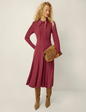 Jersey Zip Neck Midi Shirt Dress Burgundy female - Monsoon - FashionsVida