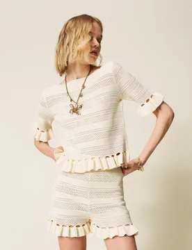 Short en maille avec volants - TWINSET - FashionsVida
