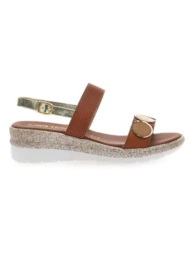 Sandali Marroni Con Dettagli Oro 2482 39 - MIO TEMPO - FashionsVida