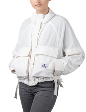 Gathered Hem Utility Jacket Ancient White L Damen - Calvin Klein - FashionsVida
