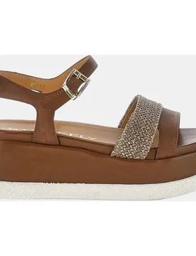 Sandalias de mujer con hebilla piso flat raffia - Stonefly - FashionsVida