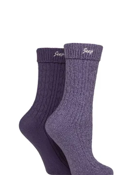 Women's 2 Pair Super Soft Turn Over Top Polyester Boot Socks Lilac / Purple 4-8 - Purple - Size: Small - Jeep - FashionsVida