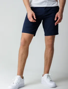 Mens Navy Classic Chino Shorts With Button Fastening And Belt Loops - Size Large - Kensington Eastside - FashionsVida