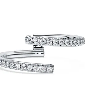 Anello a fascia aperta Eternity, Diamanti creati in laboratorio 0,2 ct tw, Forma rotonda, Oro bianco 18 K 53 - Swarovski - FashionsVida