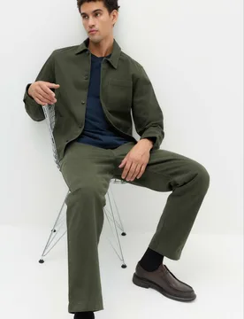 Tapered Fit Elasticated Waist Trousers Dark Khaki male - M&S - FashionsVida