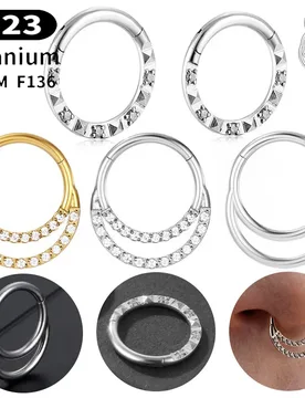PC G23 Titanium Piercing Hinged Nose Ring Septum CZ Hoop Earings Cartilage Tragus Helix Conch Diaphragm Piercing Body Jewelry - Aliexpress - FashionsVida