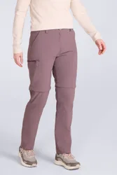 Women's 'Hiker Stretch' Zip Off-UV Protection Comfy Trousers in Brown Size: 6 - Brown - Size: 6