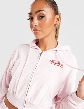Velour Hoodie - Damen, Rosa - female - Size: XL - Von dutch - FashionsVida