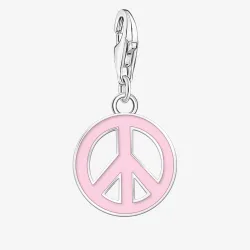 Women's Silver Pink Enamel Peace Sign Charm 2207-007-9 - Silver - Size: One Size