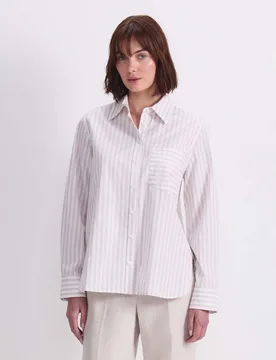 Pure Cotton Striped Collared Shirt Pink Mix female - Sportscraft - FashionsVida