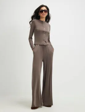 Fitted Button Through Top Brown female - River Island - FashionsVida