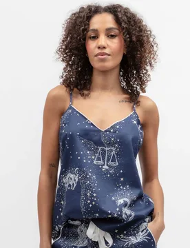 Cotton Modal Zodiac Print Cami Top Navy Mix female - Cyberjammies - FashionsVida