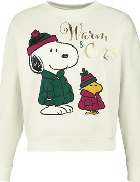 Sweatshirt - Snoopy - Warm And Cozy - S bis XXL - für Damen - Größe XL - altweiß - EMP exklusives Merchandise! - Frauen - female - Peanuts - FashionsVida