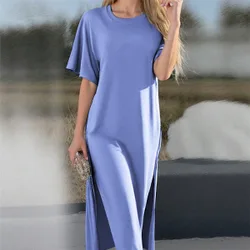 Vestido casual de unicolor con abertura lateral para mujer, para verano XL