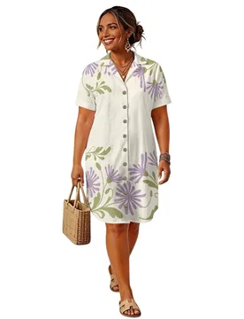 XIXIRIMIDO Women's Casual Linen Dresses Woman Elegant Floral Printed Dress V-Neck Button Clothing Women's Vestidos ropa mujer - Aliexpress - FashionsVida
