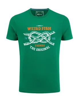 Weird Fish Cast Off Front Print Graphic T-Shirt Size S - men men all-mens men tshirts men tshirts graphic sale all-sale sale mens - Heritage Green - FashionsVida