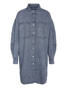 Kleid knielang - NMENZA RICA LS SHIRT DRESS MG004MB NOOS - XS bis XL - für Damen - Größe XS - blau - Frauen - female - Noisy may - FashionsVida