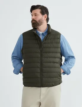 Chaleco ligero de hombre con poliéster reciclado y pluma natural tallas grandes - Emidio Tucci - FashionsVida