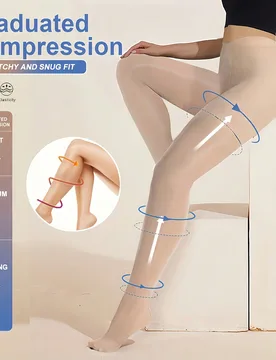 Pares de medias de compresión de 15mmHg para mujer, con agarre en los pies y silicona, compresión graduada que da forma a las piernas y el trasero, - Shein - FashionsVida