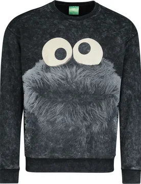 Sweatshirt - Krümelmonster - Oversized - S bis XXL - für Männer - Größe M - schwarz - EMP exklusives Merchandise! - Männer - male - Sesamstraße - FashionsVida