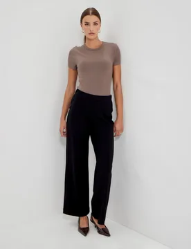 Jersey Elasticated Waist Wide Leg Trousers Black female - Finery London - FashionsVida