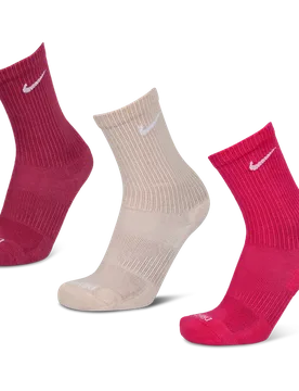 Everyday Cushioned Crew 3 Pack Unisex Socks - Red - Size - Red - Size: 2 - 5 - Nike - FashionsVida