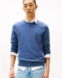 Mens Essential Crew Neck Sweatshirt In Blue Cotton - Size Large