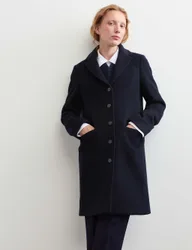 Pure Wool Single Breasted Boyfriend Coat Navy female