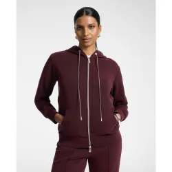 Sudadera de mujer con capucha mezcla modal ajuste regular con cierre frontal de cremallera