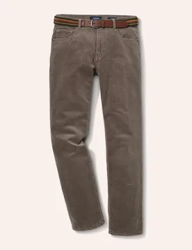 Gürtel-Cord Five-Pocket, Regular Fit#normale Größen#schlanke Größen#untersetzte Größen, Farbe Grau, 98, inklusive Gürtel elastisch und bequem - Walbusch - FashionsVida