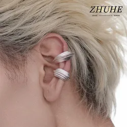 Textured Multi Layer Ear Cuff Jewelry Accessories For Women Men Copper Alloy No Piercing Ear Clip Minimalist Matte Surface Geome