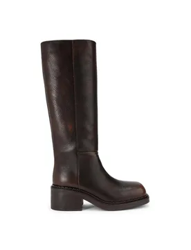 Women's 'Davos Dark Brown' Leather Boots in Dark Brown Size: 8 - Dark Brown - Size: 8 - Steve madden - FashionsVida
