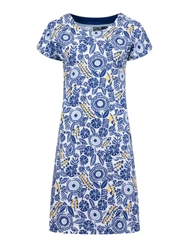 Weird Fish Tallahassee Printed Jersey Dress Size 8 - holiday-shop holiday-shop womens-summer-shop new-arrivals offers all-offers offers womens-offers - Blue Sapphire - FashionsVida