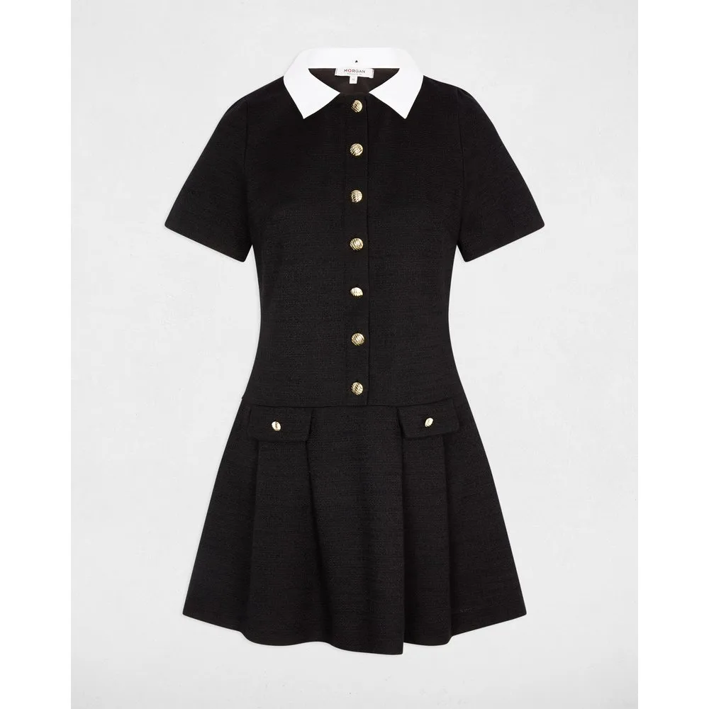 Vestido corto con cuello a contraste - Morgan - FashionsVida