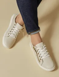 Leather Zip Up Trainers Stone female
