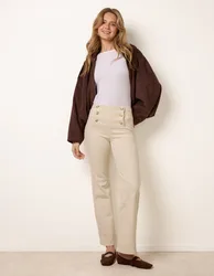 Triple Button Front Jeans - 12 / CREAM - female