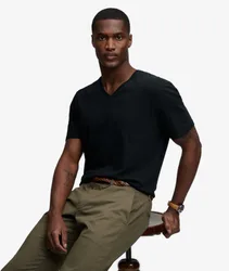 Superdry Herren T-shirt mit V-ausschnitt und Lockerer Passform Black - Größe: L