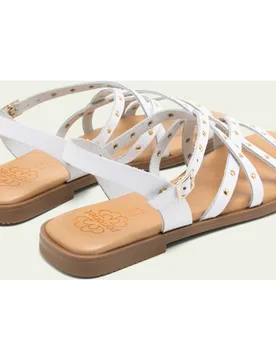 Sandalias de dedo de tiras de mujer de piel con hebilla - Porronet - FashionsVida